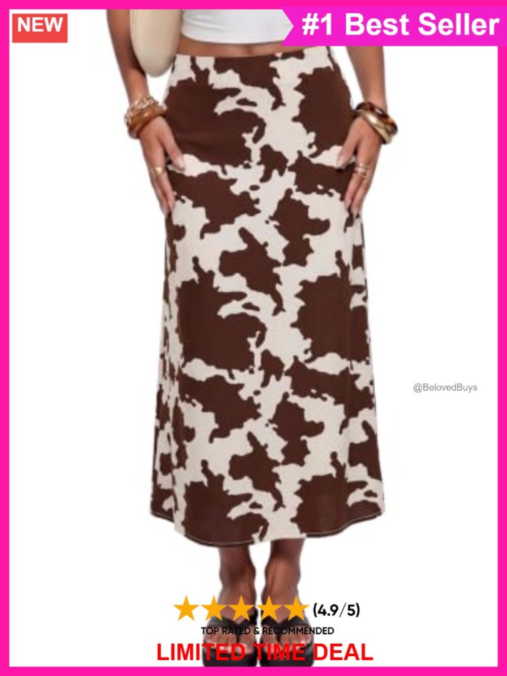 High Waisted A-Line Midi Skirt Elastic Waist Flowy Chiffon Cocktail